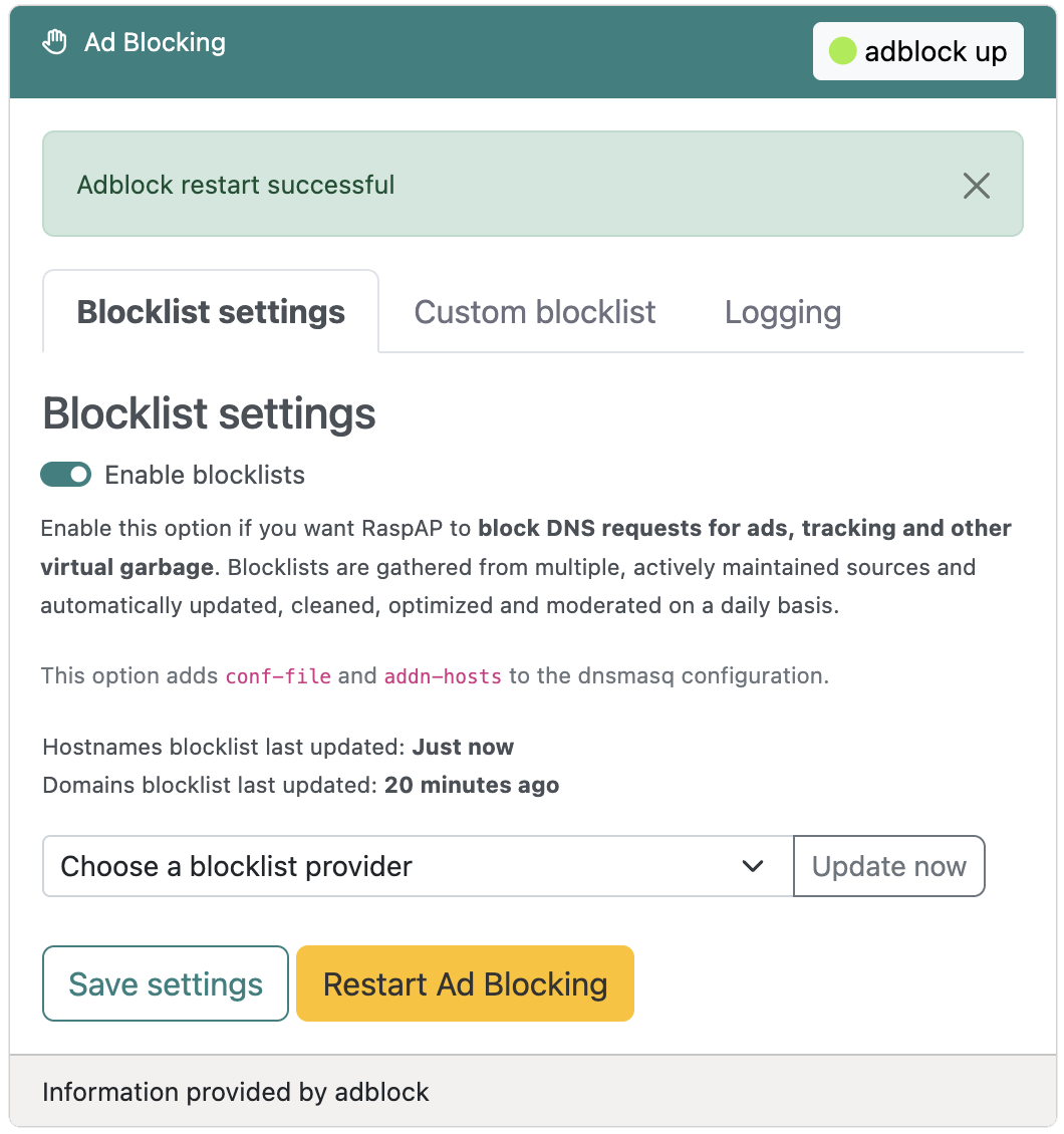 Manage blocklists